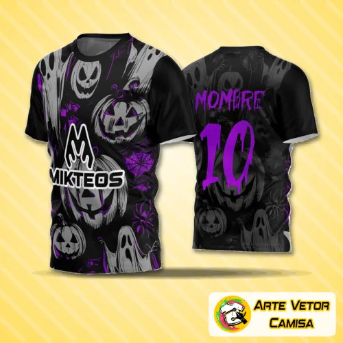 Camisa de futebol amador com logo no peito e estampa grande nas costas, apresentando design moderno e atraente para equipes esportivas que buscam estilo e identidade em campo.