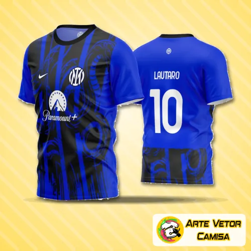 Camiseta de time amador de futebol com logo estampado no peito e uma estampa grande e detalhada nas costas, destacando o estilo esportivo e vibrante em cores marcantes para uniformes únicos.