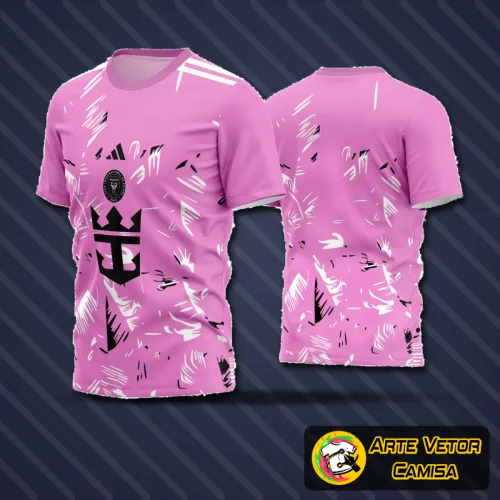 Camisa de futebol amador com logo no peito e estampa grande nas costas, exibindo um estilo vibrante e moderno, perfeita para uniformizar times com identidade única e visual impactante.
