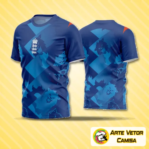 Camisa de time amador de futebol 2024 com logo no peito destacando identidade do time e estampa grande nas costas que captura a essência do futebol amador com design moderno e vibrante