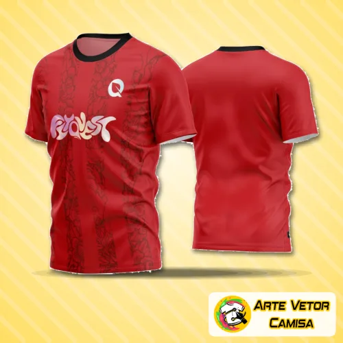 Camisa de futebol amador com logo no peito e estampa grande nas costas, exibindo design moderno e vibrante ideal para times que buscam estilo e identidade única em campo.
