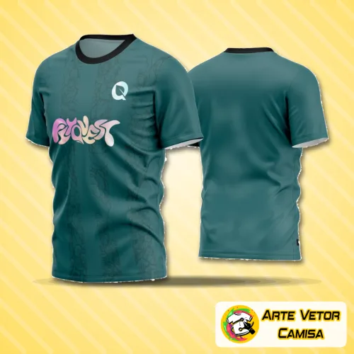 Camisa de futebol amador com logo no peito e estampa grande nas costas, apresentando design moderno e cores vibrantes, ideal para times que buscam identidade única em campo.