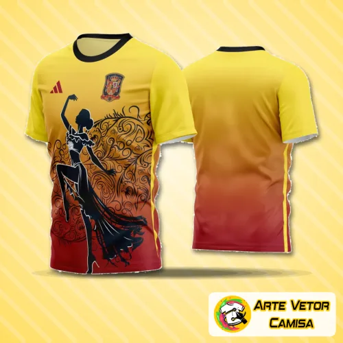 Camiseta de time amador de futebol com logo no peito e estampa grande nas costas, exibindo design moderno e robusto para jogos em campo.