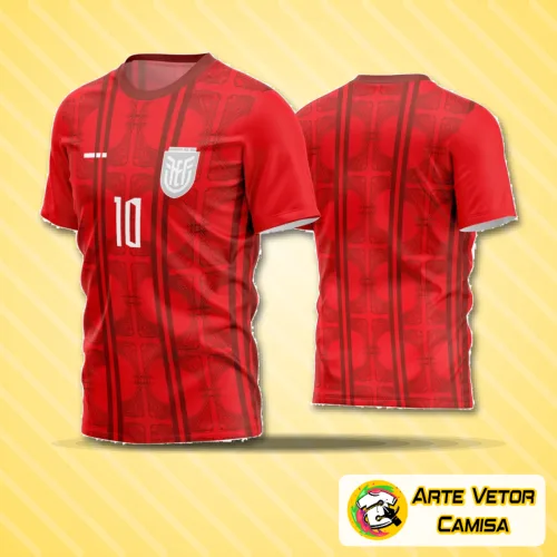 Camiseta com logo no peito em destaque e estampa grande nas costas, ideal para uniformes de equipes amadoras de futebol, com design moderno e visual impactante para jogos e treinos.