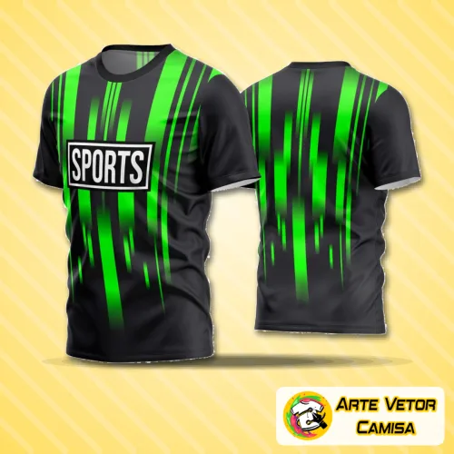 Camisa de futebol amador com logo no peito e uma estampa grande nas costas que destaca a identidade do time em cores vivas e design moderno.