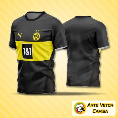 Camisa de futebol amador com logo no peito e estampa grande nas costas, em cores vibrantes, ideal para times que buscam destaque e identidade visual marcante nas partidas.