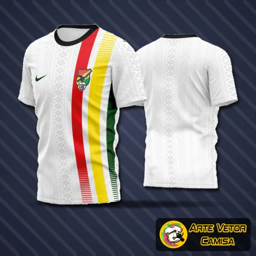 Camisa com logo no peito bem visível e estampa grande nas costas que destaca o estilo esporte amador de futebol, combinando cores vibrantes e design exclusivo para torcida e equipe.