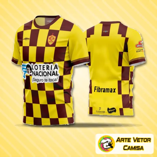Camisa de futebol amador com logo no peito e estampa grande nas costas, ideal para times que querem destaque e identidade visual marcante em jogos e treinos.