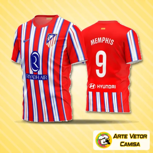Camisa de futebol amador com logo no peito e estampa grande nas costas, estilo moderno e esportivo, perfeita para times que buscam destaque dentro e fora do campo.