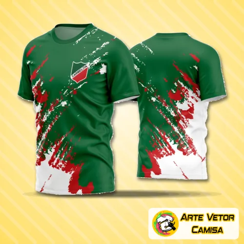 Camiseta com logo no peito e estampa grande nas costas exibindo design moderno para time amador de futebol, combinando estilo e esportividade em peça única e impactante.