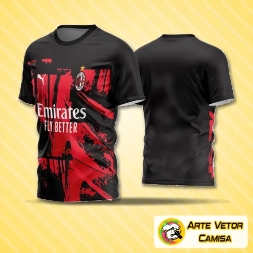 Camisa de futebol amador com logo no peito e estampa grande nas costas exibindo design moderno e vibrante, perfeita para times que buscam identidade visual marcante em campo.
