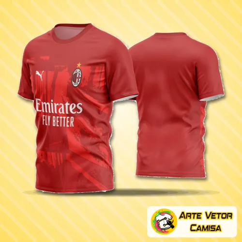 Camisa de futebol amador com logo no peito e estampa grande nas costas, exibindo design moderno e cores vibrantes, perfeita para uniformizar times com estilo único e personalidade marcante.