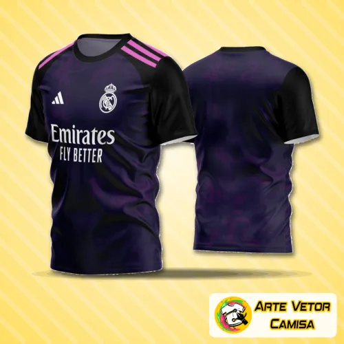 Camisa de futebol com logo no peito e estampa grande nas costas, apresentando design moderno e cores vibrantes para times amadores, ideal para destacar seu time em campo com estilo único e marcante.