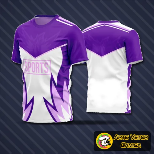 Camisa de futebol amador com logo no peito em destaque e estampa grande nas costas que evidencia um design moderno e vibrante, ideal para equipes que buscam estilo e identidade única em campo.