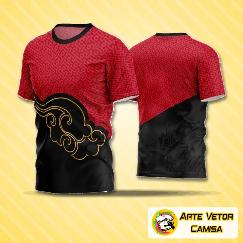Camisa de futebol amador exibindo logo no peito e estampa grande nas costas com design moderno e marcante, destacando cores vibrantes e detalhes exclusivos que transmitem paixão pelo esporte.