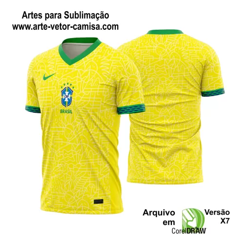 Arte Vetor Camisa Brasil Titular 2024 - 2025