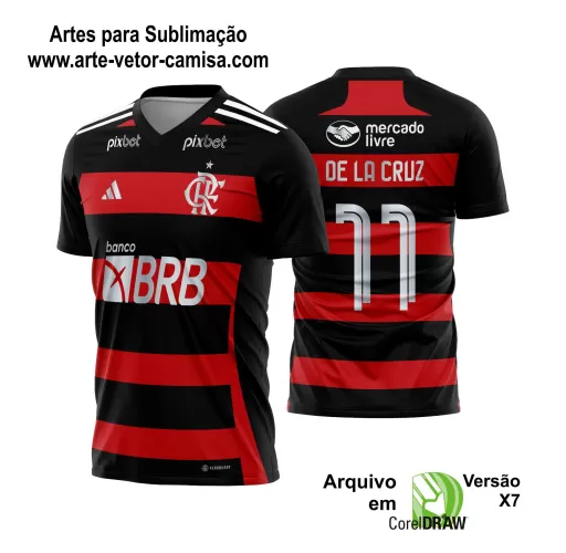 Arte Vetor Camisa Flamengo Titular 2024 - 2025