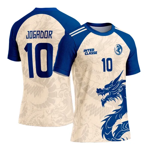 Camisa de Interclasse Personalizada Dragão Azul com Bege