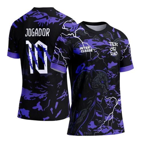 Camisa de Interclasse Personalizada Pantera Negra Roxa