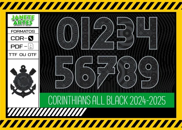 Camisa corinthians preta com logo no peito e estampa grande nas costas, apresentando design moderno e elegante para torcedores apaixonados pelo time.